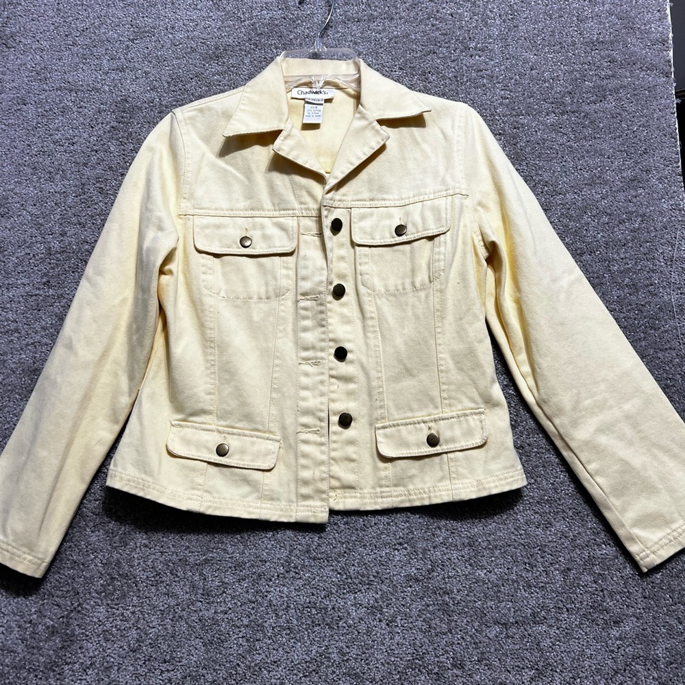 Chadwick’s Woman’s Yellow Button Down Denim Jean Jacket coat Size 6